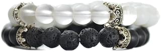 Black white Lava Stone, Moonstone Bracelet ction
