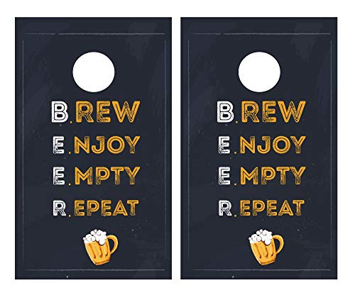 JS Artworks Beer Brew Enjoy Funny Joke Cornhole Board Vinyl Decal Wrap Sticker Skin