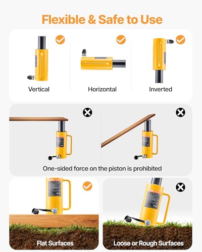 Image of VEVOR Hydraulic Cylinder Jack, 20 Ton Solid Ram Hydraulic Cylinder, 6 Inch Stroke Single Acting Hydraulic Cylinder, with Quick Connector Portable Hydraulic Solid Jack Hydraulic Lifting Cylinders