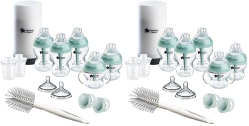 Image of Tommee Tippee Advanced Anti-Colic Baby Bottle,Travel Bottle Warmer & Pacifier Set,5 BPA Free Bottles,0+ Months,2 Newborn Pacifiers,2 Extra Nipples,Cleaning Brush,Bottle-Handles,(Pack of 28)