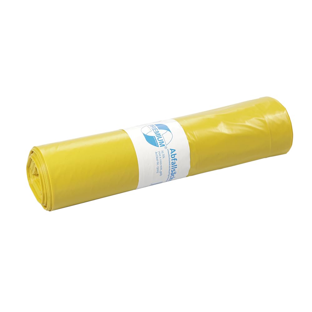 DEISS PREMIUM Bin Bags Refuse Sacks 60 µm 120 Litres Yellow