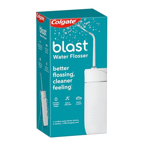 Colgate Blast Cordless Water flosser (White) | Blast Away Plaque Between Teeth & Gums | Helps to Promote Gum Health (1 water flosser, 2 nozzles, 1 USB charging cord) (B0D5YN5527) Amazon Price History, Amazon Price Tracker
