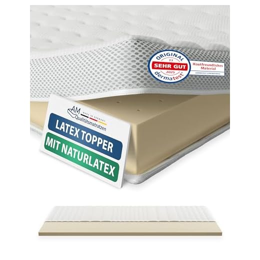 Premium Latex-Topper 90x200 cm mit RG 65 - Hochwertiger Lyocell-Bezug - Antirutschfunktion - Umlaufendes Klimaband - Qualität Made in Germany - Latex Topper 90 x 200