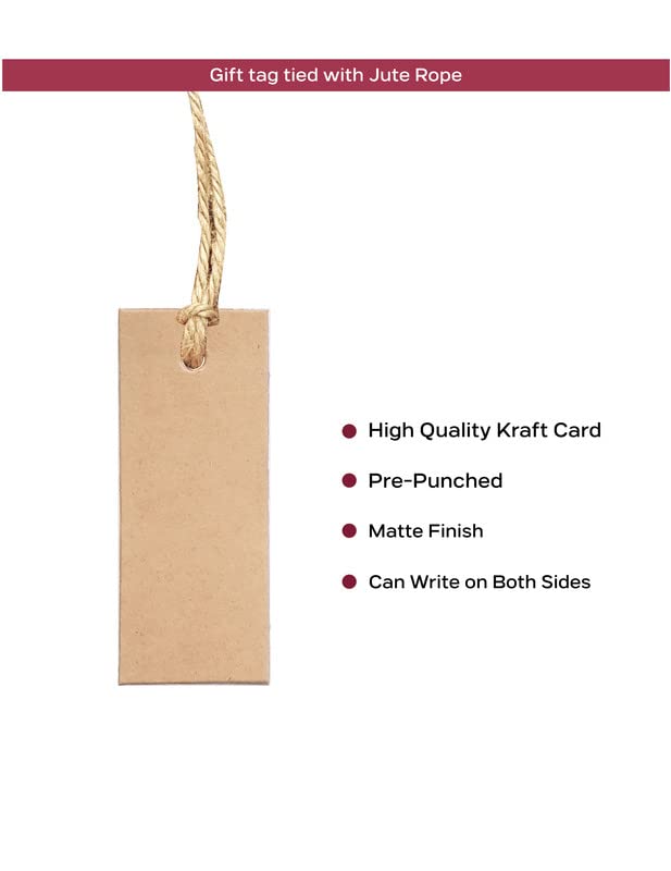 Image of TOWNBUS Small Craft Paper Tags For Gifts, Product Packaging Pre-Tied With Jute Rope D4 Gift Tag (300 Nos), 300 Labels