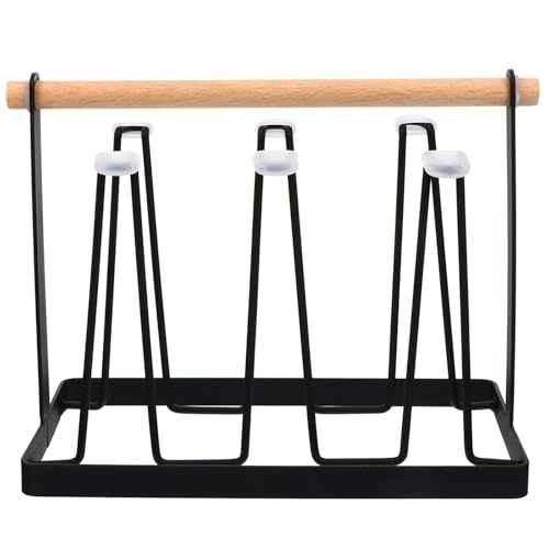 LIFKOME 水切りラック キッチン用アイアン製カップドレイナー ブラック 防錆加工 コンパクト設計 マグカップ グラス乾燥スタンド 家用収納