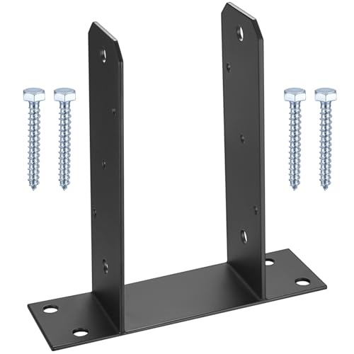 U-Post Support, Fence Post Supports, Wood Fence Pergola Post Base Brackets, Heavy Duty Square U-Shaped Post Support for Screwing On, Base Plate Fence Posts Anchors, 3.97 Inch