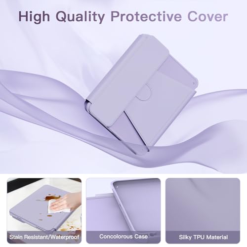 Image of RAYMCRAFT for iPad 11th(A16, 2025) /10th Generation Case with Keyboard, 360 Rotatable Case & Detachable Backlit Keyboard, Precision Cutouts and Pen Holder for iPad A16 11'' /10th 10.9'', Purple