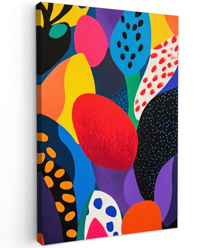 MuchoWow© Impression sur Toile Decoration Murale Peinture 40x60 cm Tableaux Art Décoratif Muraux Décoration Chambre Fleurs - Feuilles - Abstrait - Rouge