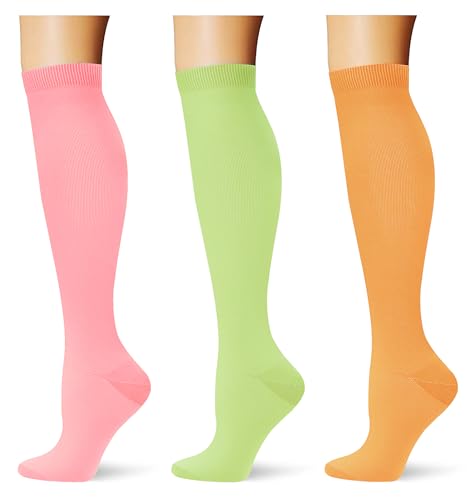 Image of (3 pairs) Compression Socks 20-30 mmHg Long Knee High Socks for Women Men Support Athletic Travel Daily Wear