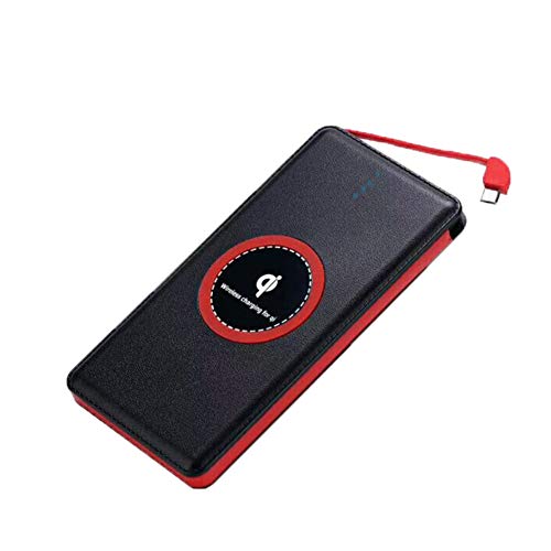 XUNMAIF ELE Fast Wireless Portable Charger, 10000mAh wireless charger Power Bank Battery Pack Compatible with Wireless Charging Device Smartphone, black red