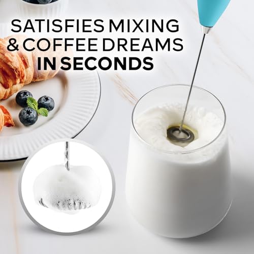 Image of Zulay Kitchen Powerful Milk Frother Wand With Duracell Batteries - Ultra Fast Handheld Drink Mixer - Electric Whisk Foam Maker for Coffee, Lattes, Cappuccino & Matcha - Z1 Motor - Sunrise