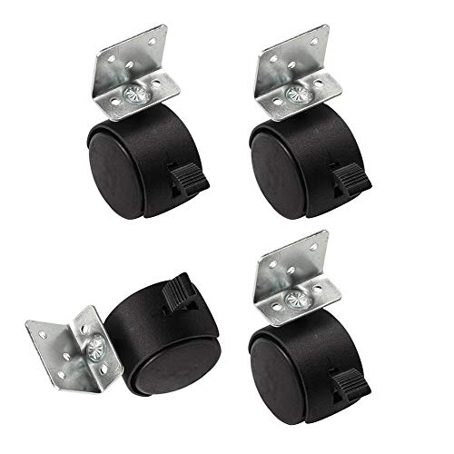 YJDQJL 4 Ruedas para Muebles,Ruedas Giratorias de 1,5 Pulgadas Tipo L con Freno,Móvil Muebles,para Puesto de Flores,Pecera,Mesita de Noche,Cuna,etc/Negro / 40mm