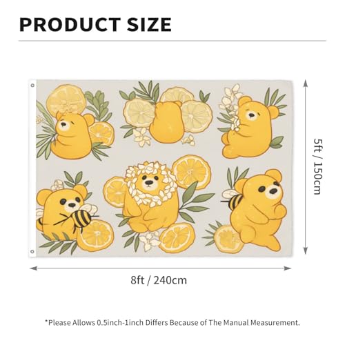 Bannière robuste extérieur Ours et citron drapeau grand format 1,5x2,4m