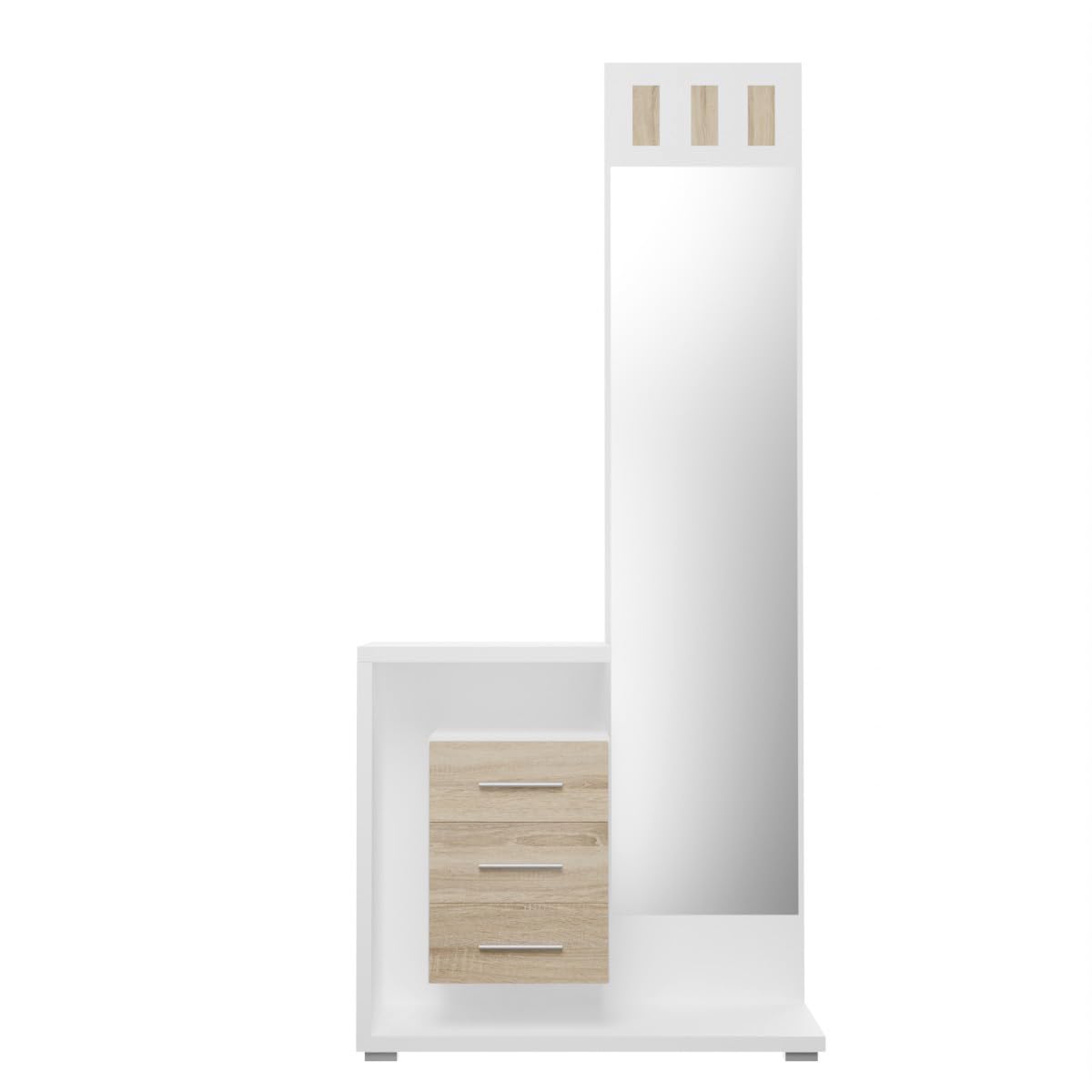 mattfy - Mueble Recibidor Vertical, Modelo Boston, Práctico y Funcional, Color Blanco y Cambria, Medidas: 85 cm Largo x 28 cm Fondo x 190 cm Alto