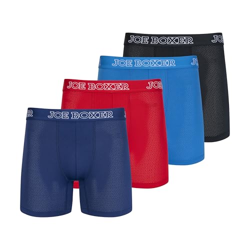 JOE BOXER Mens Underwear Boxer Briefs 4-Pack, Breathable Micro Mesh Underwear for Men Pack Of 4