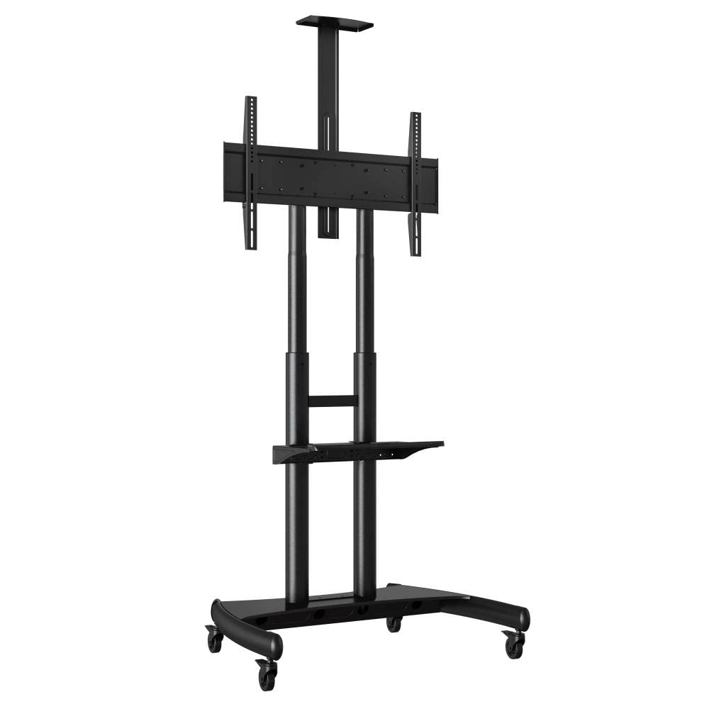 Ergosolid Pied Pivotant et Réglable en Hauteur de 55 à 80 Pouces Chariot TV Meuble Télé Support avec Roulette VESA Max de 800 x 500 mm Capacité Max de 90,9 kg, Noir