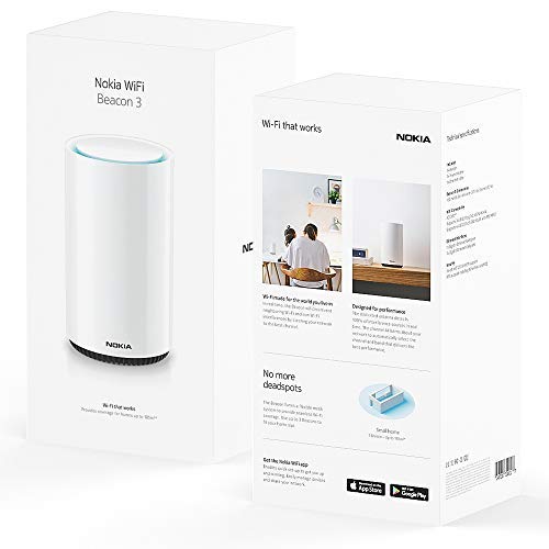 Nokia Wifi Beacon 3 Mesh Router System Intelligent Seamless Whole Home Wifi Coverage Extender Connect Your Whole House Wifi Network Ultra Fast Self Healing Mesh Router System Single 1 Pack