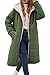 Vancavoo Wintermantel Damen Lang Winterjacke Warm Gefüttert Winterparka Winter Jacke Mantel Parka Steppmantel Daunenmantel mit Kapuze,Armee Grün,L