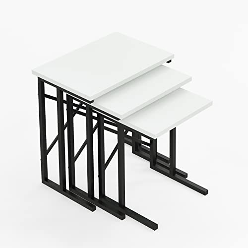 furniChic 3er Set Beistelltisch Couchtisch Stapelbar Sofatisch Satztisch Kaffeetisch Laptoptisch Wohnzimmertisch Industrie-Design Weiß furniChic 3er Set Beistelltisch Couchtisch Stapelbar Sofatisch Satztisch Kaffeetisch Laptoptisch Wohnzimmertisch Industrie-Design Weiß