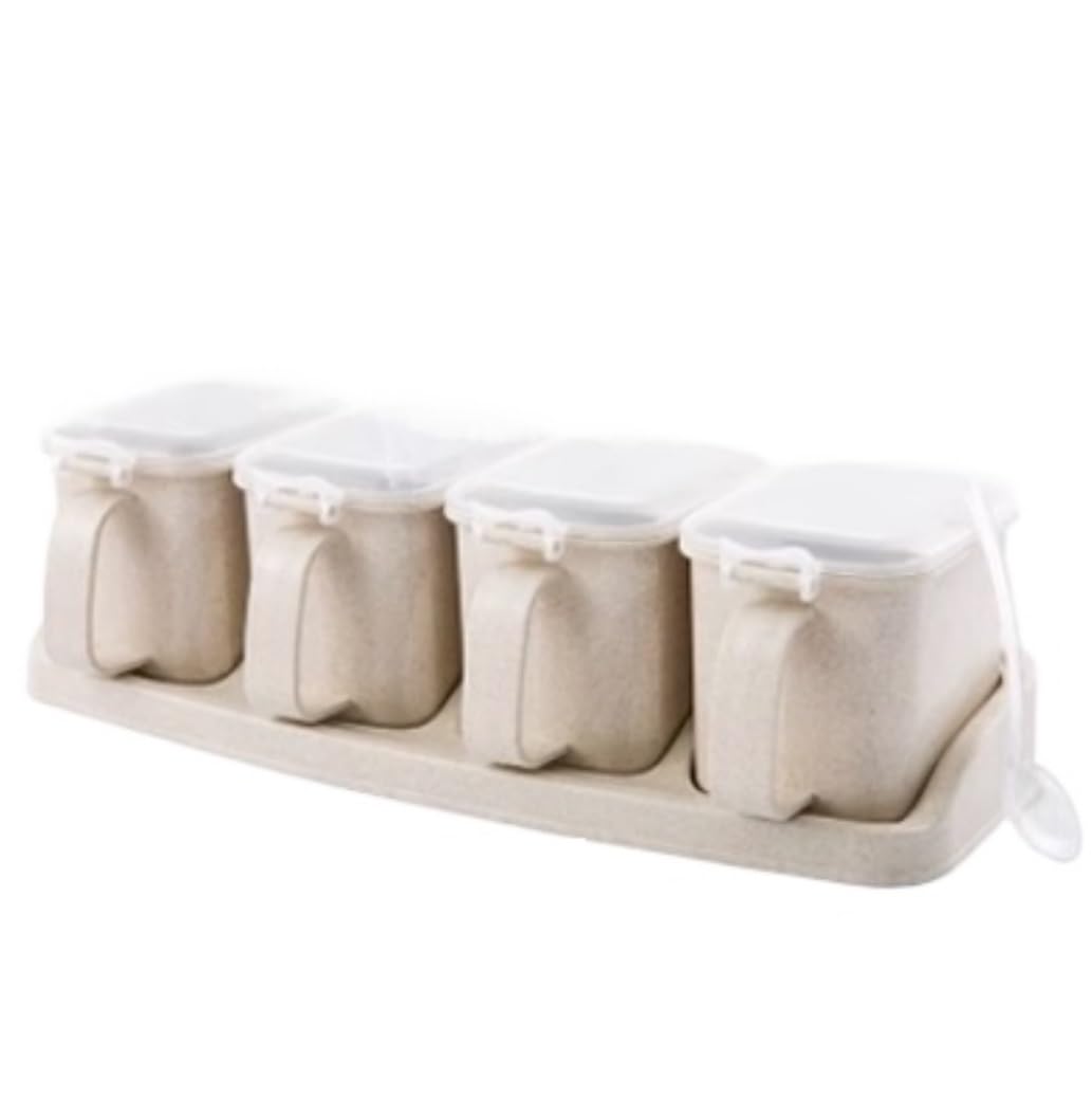 CMBSSTFC Set di barattoli di spezie da Cucina da 5 Pezzi Contenitori per condimenti ermetici Dispenser di Sale e Pepe Set di scatole di condimenti per stoccaggio di spezie impilabili per la Cottura
