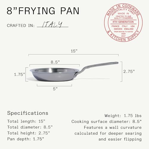 Image of Made In Cookware - 8-Inch Stainless Steel Frying Pan - 5 Ply Stainless Clad - Professional Cookware - Crafted in Italy - Induction Compatible