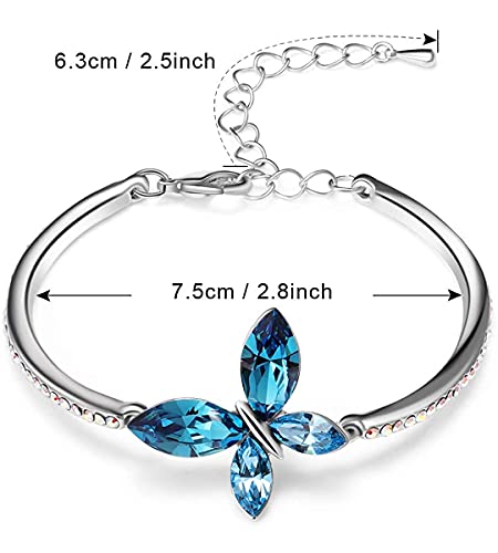 Plato H Peacock Blue Butterfly Crystals Bracelet For Women Fashion Girls Dainty Bangle Jewelry #TOP3