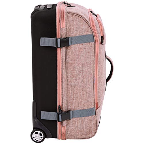 Amazon Basics Rolling Travel Duffel Bag Luggage with Wheels, Medium, Salmon