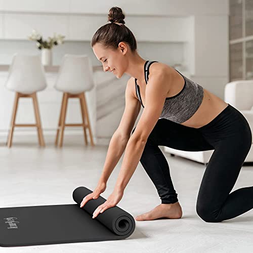Hemingweigh Extra Thick Yoga Mat For Women And Men With Strap, 72X23 In Large Non-Slip Exercise Mat For Home Workout Outdoor Training Pilates Stretching, Fitness Pad Cushions Knees And Back, 1/2 Inch, Black #TOP6
