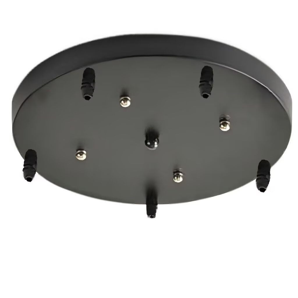 DESHOME 50cm Round Ceiling Rose Cover Black 5 Hole Metal Chassis Pendant Light Fitting Kit, Ceiling Canopy Cover Plate with Accessories(Wire not Included), for Ceiling Lights, Hanging Fixture