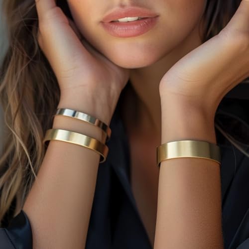 Bracelet or cyrillique manchette ajustable fini les soucis de taille