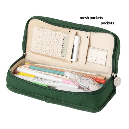 Image of Daily Green Pencil Case, Large Capacity Pencil Pouch with Ample Storage, Simple Design for Students and Professionals