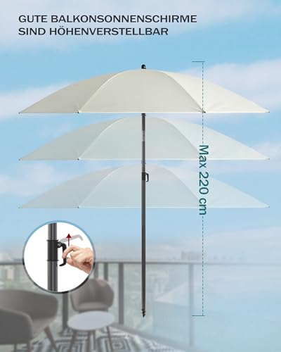 Menz Sonnenschirm Balkon + Sonnenschirmhülle - UV50+ Strandschirm 180 cm, Balkonschirm mit Knickfunktion, Gartenschirm, Sonnenschirm Strand - Fb. Beige 4