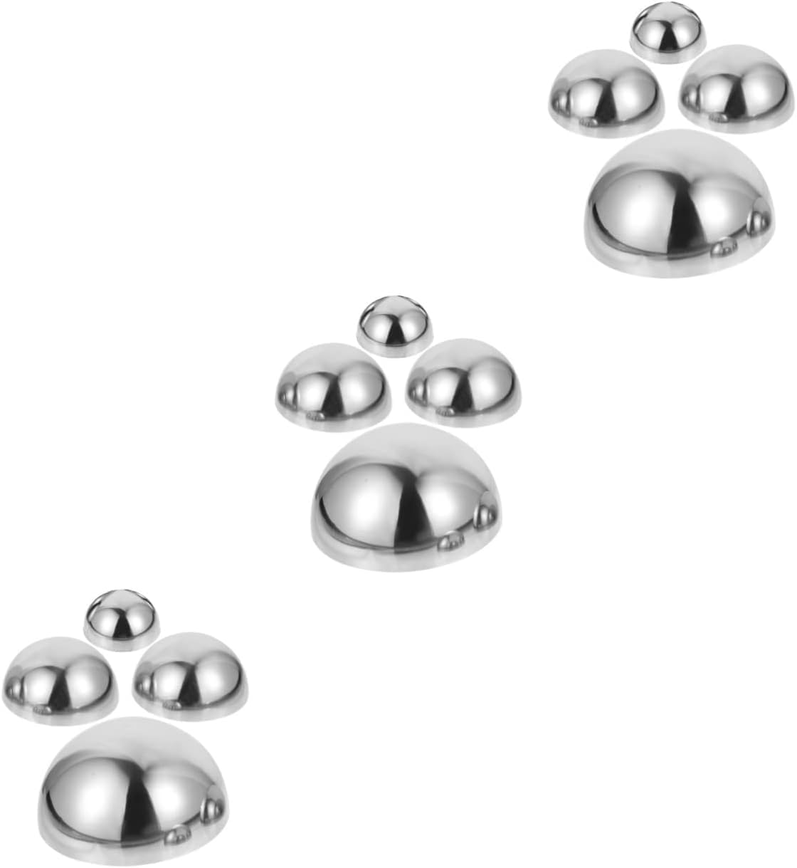DULAI 12 Pcs Garden Reflector Garden Sphere Reflective Ball Garden Mirror Globe Reflective Hemisphere Ball Metal Balls Hollow Hemisphere Wall Gazing Ornament Stainless Steel Head Outdoor, Silverx3pcs