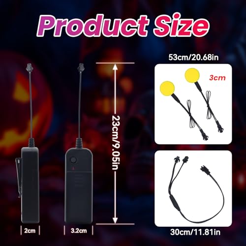 Image of Led Eyes for Mask Skeleton Ghost Black Cat Spider Pumpkin Spooky Tree, EL Panels Light for Cosplay DIY Themed Party Decor (Yellow, 30mm)