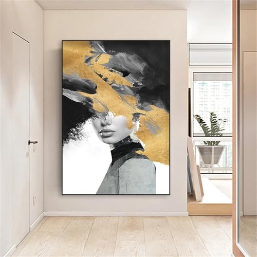 Impression couleur or visage femme affiche abstraite moderne 80x120cm - 2