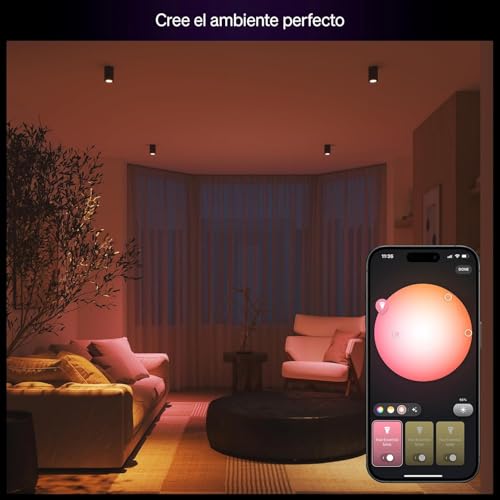 Miniatura 4 de Hue Essential Kit Inicio: Hue Bridge + 3 bombillas led inteligentes GU10 + Smart button, Luz Blanca y Colores, regulable 2200-6500 K, comp. Alexa, Google Assistant, Samsung SmartThings y Apple Home