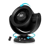 incihic Desk Fans for Bedroom，Air Circulator Fan，90°Vertical +120°Auto Oscillating,100 Speeds, 10H Timer, Quiet Fan,Digital Display Rechargeable USB, with Remote, for Home, Office（Black）