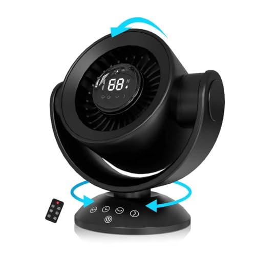 incihic Desk Fans for Bedroom，Air Circulator Fan，90°Vertical +120°Auto Oscillating,100 Speeds, 10H Timer, Quiet Fan,Digital Display Rechargeable USB, with Remote, for Home, Office（Black）