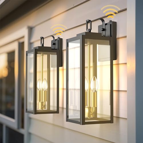 LOHAS 18" Large Size Dusk to Dawn Outdoor Wall Lights, 2-Light Porch Lights