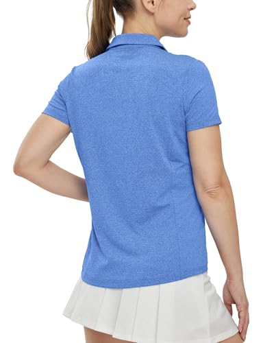 Image of BGOWATU Women's Short Sleeve Golf Tennis Polo Shirts V Neck Collared Workout Tops UV Protection Dry Fit