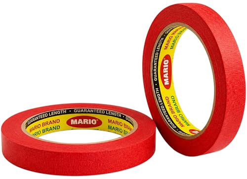 Image of Mario Red Masking Tape - 20 Meter Length, 6mm Width - Premium Adhesive Tape for DIY, Art & Craft, Carpenter & Painting Use - Easy Tear, Clean Peel - Pack of 2 Rolls