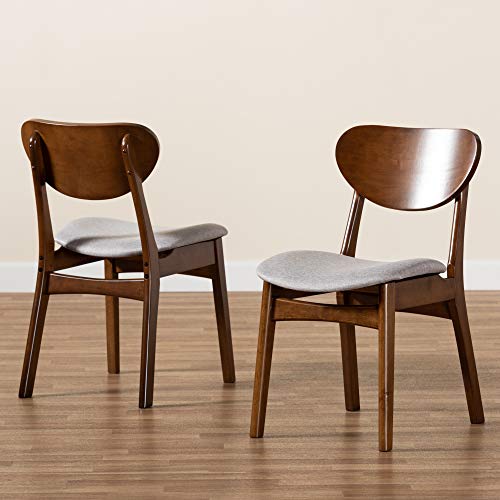 Baxton Studio Katya Dining Chair Set Grey Fabric Upholstered and Walnut Brown Finished Wood 2-Piece Dining Chair Set by Baxton Studio - Image 7