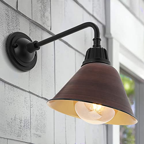Image of JONATHAN Y Croydon 1-Light Gooseneck Barn Sconce 9.63 inch, Red
