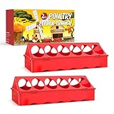 2-Pack Plastic Flip-Top Poultry Feeders, Spill-Proof Chick Feeder Trough with Multiple Feeding Holes, No-Waste Baby Chicken, Duckling, and Quail Feeding Dish Dispenser