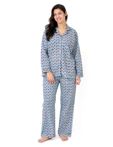 Image of Huar Women Pajama Set, 4 pcs Button Down Vacation Beach Cotton Set, Lounge wear PJ Set For Birthday