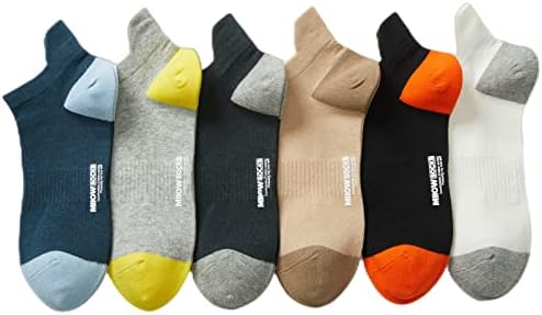 NUHEEL Mens Sports Ankle Socks, Low Cut Cotton Cushioned Trainer Socks Breathable for Casual Running Cycling Athletic (6 Pairs), Multicolor