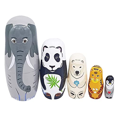 5 Couches de Poupées Matriochka russes, Poupées Gigognes D'animaux en Bois, Matriochka Russe Classique en Bois, pour Fêtes, Festivals, Salon, Décorations de Chambre