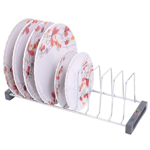 Image of Urban Kraft Stainless Steel Modular Kitchen Basket Plate Fixer /Tandem Box Drawer - Plate Organizer for Cabinet, Holder, Thali Stand, Rack, Utensils Stand - Chrome