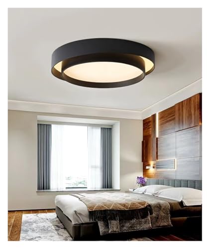 Lustre moderne LED noir 50cm : plafonnier nordique chic pour un salon lumineux