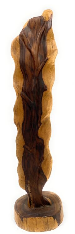 Tikimaster Elegant Carved Leaf on Stand 28 in X 7 in X 5 in Black Walnut - Centerpiece | #cin19d